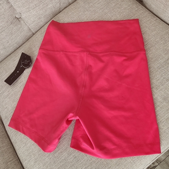 High Waisted Yoga Shorts - Bright Pink - Picture 3 of 5
